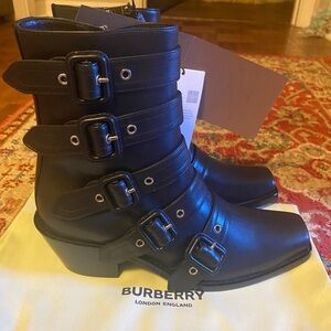 Burberry Black Multi-Buckle Combat Boots